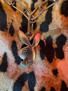 silver playboy bunny necklace turquoise stone